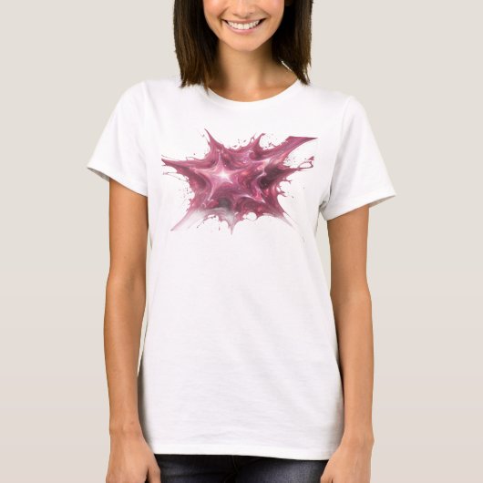 Levendige Roze Abstracte Sterren Modeprint T-shirt (Voorkant)