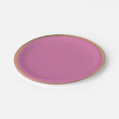 Levendige roze achtergrond met een gouden rand papieren bordje (Gekanteld)