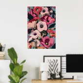 Levendige Roze Anemoon Bloemendruk Modern Magenta Poster (Thuiskantoor)