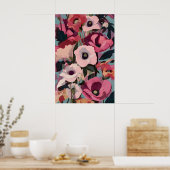 Levendige Roze Anemoon Bloemendruk Modern Magenta Poster (Keuken)