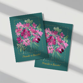 Levendige roze aquarel bloem bedankkaart kaart