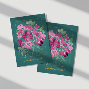 Levendige roze aquarel bloem bedankkaart kaart