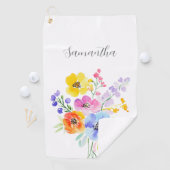 Levendige roze blauwe bloem gepersonaliseerd golfhanddoek (Insitu)