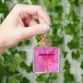 Levendige roze bloem Premium Square Sleutelhanger (Hand)