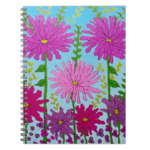 Levendige roze bloem tekening op blauw