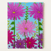 Levendige roze bloem tekening op blauw planner (Achterkant)