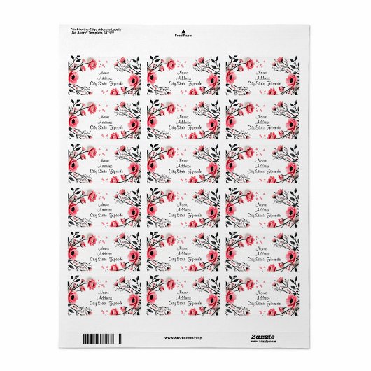 Levendige roze bloemen etiket