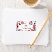 Levendige roze bloemen etiket