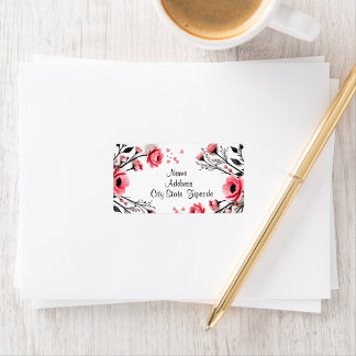 Levendige roze bloemen etiket