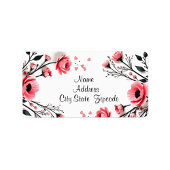 Levendige roze bloemen etiket