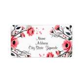 Levendige roze bloemen etiket (Voorkant)