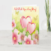 Levendige Roze Bloemen Hart Vlinder Liefde Feestdagen Kaart (Voorkant)