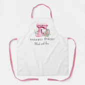 Levendige Roze Bloemen Taart Mixer Bakkerij Schort (Voorkant)