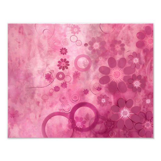 Levendige roze bloemenkunst print - Abstracte bloe Foto Afdruk (Voorkant)