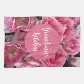 Levendige roze bloemenoma's keukenhanddoeken (Horizontaal)