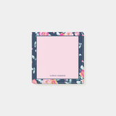 Levendige Roze Bloemige Aangepaste Naam Post-it® Notes (Voorkant)