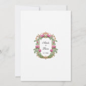 Levendige Roze Bloemige Groene Huwelijksuitnodigin Kaart (Achterkant)