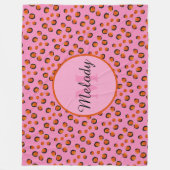 levendige roze cheetah Animal Print Monogram Fleece Deken (Voorkant)