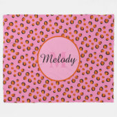 levendige roze cheetah Animal Print Monogram Fleece Deken (Voorkant (Horizontaal))