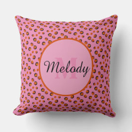 levendige roze cheetah Animal Print Monogram Kussen