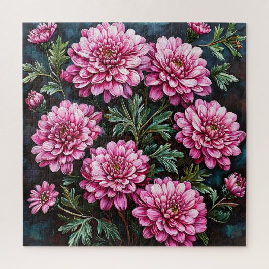 Levendige Roze Chrysanten Legpuzzel (Verticaal)