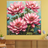Levendige roze chrysanthemum bloemen canvas afdruk (Insitu (Woonkamer))