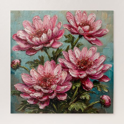 Levendige roze chrysanthemum bloemen legpuzzel (Verticaal)