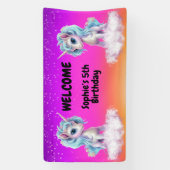Levendige roze eenhoorn verjaardag spandoek (Verticaal)