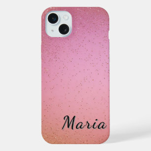 Levendige roze en glitterachtige achtergrond iPhone 15 plus case