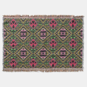 Levendige Roze en Groene Abstracte Fabric Art Deken