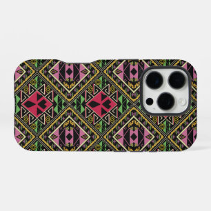 Levendige Roze en Groene Abstracte Fabric Art iPhone 16 Pro Hoesje