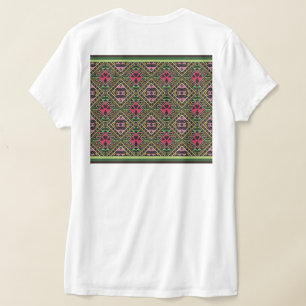 Levendige Roze en Groene Abstracte Fabric Art T-shirt