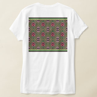 Levendige Roze en Groene Abstracte Fabric Art T-shirt