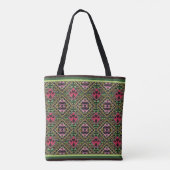 Levendige Roze en Groene Abstracte Fabric Art Tote Bag (Achterkant)