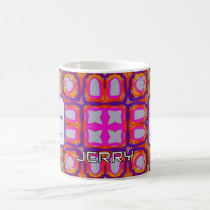 Levendige Roze en Oranje Abstracte Kaleidoscoop Koffiemok