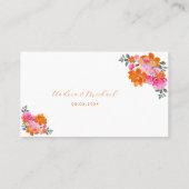 Levendige Roze en Oranje Bloemen Platte Zomerbruil Plaatskaartje (Achterkant)