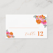 Levendige Roze en Oranje Bloemen Platte Zomerbruil Plaatskaartje (Voorkant)