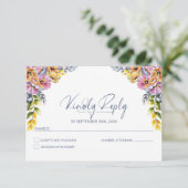 Levendige roze en Oranje bloemenbruiloft RSVP Kaartje (Staand voorkant)