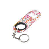 Levendige roze en Oranje bloemenpatronen Mini Flessenopener (Achterkant Gekanteld)