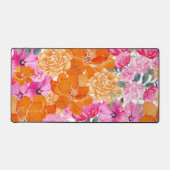 Levendige Roze en Oranje Bloementuin Aangepaste na Bureaumat (Voorkant)