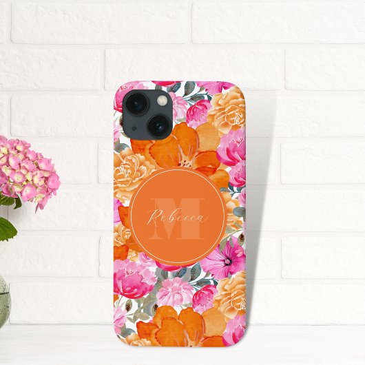 Levendige Roze en Oranje Bloementuin Aangepaste na Case-Mate iPhone Case