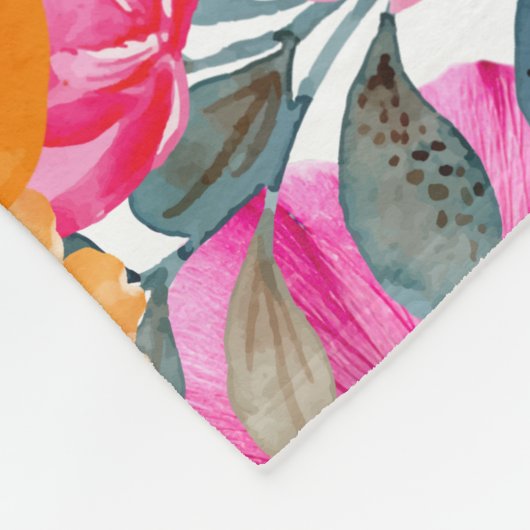 Levendige Roze en Oranje Bloementuin Aangepaste na Fleece Deken (Hoek)
