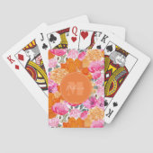 Levendige Roze en Oranje Bloementuin Aangepaste na Pokerkaarten (Achterkant)