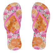 Levendige Roze en Oranje Bloementuin Aangepaste na Teenslippers (Voetbed)