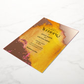 Levendige roze en Oranje textuur bruiloft Folie Uitnodiging (Gedraaid)