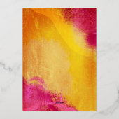 Levendige roze en Oranje textuur bruiloft Folie Uitnodiging (Achterkant)