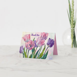 Levendige Roze en Paarse Tulpen Bedankkaart