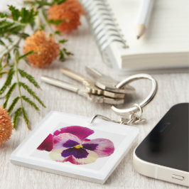 Levendige roze en paarse viooltjesbloem Foto Acryl Sleutelhanger