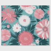 Levendige roze en witte bloemensymfonie cadeaupapier (Vlak)