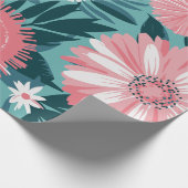 Levendige roze en witte bloemensymfonie cadeaupapier (Hoek)